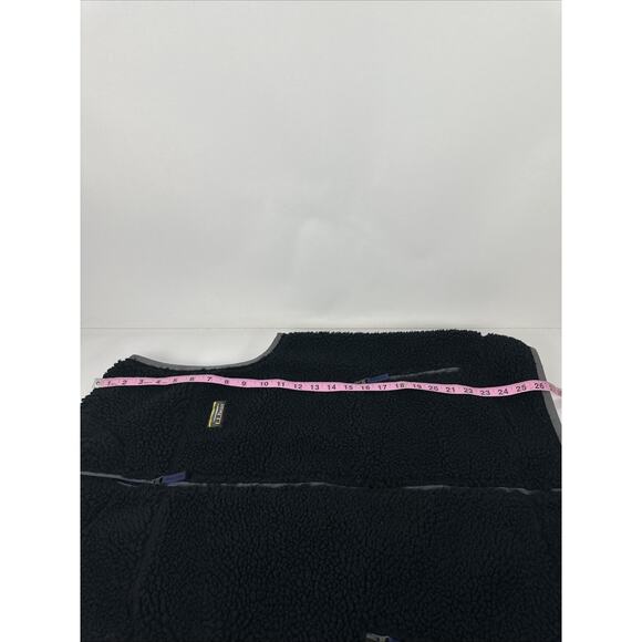 LL Bean Sherpa Vest Deep Pile Fleece Full Zip Mens Medium 502429 Black Outdoor - Picture 7 of 7